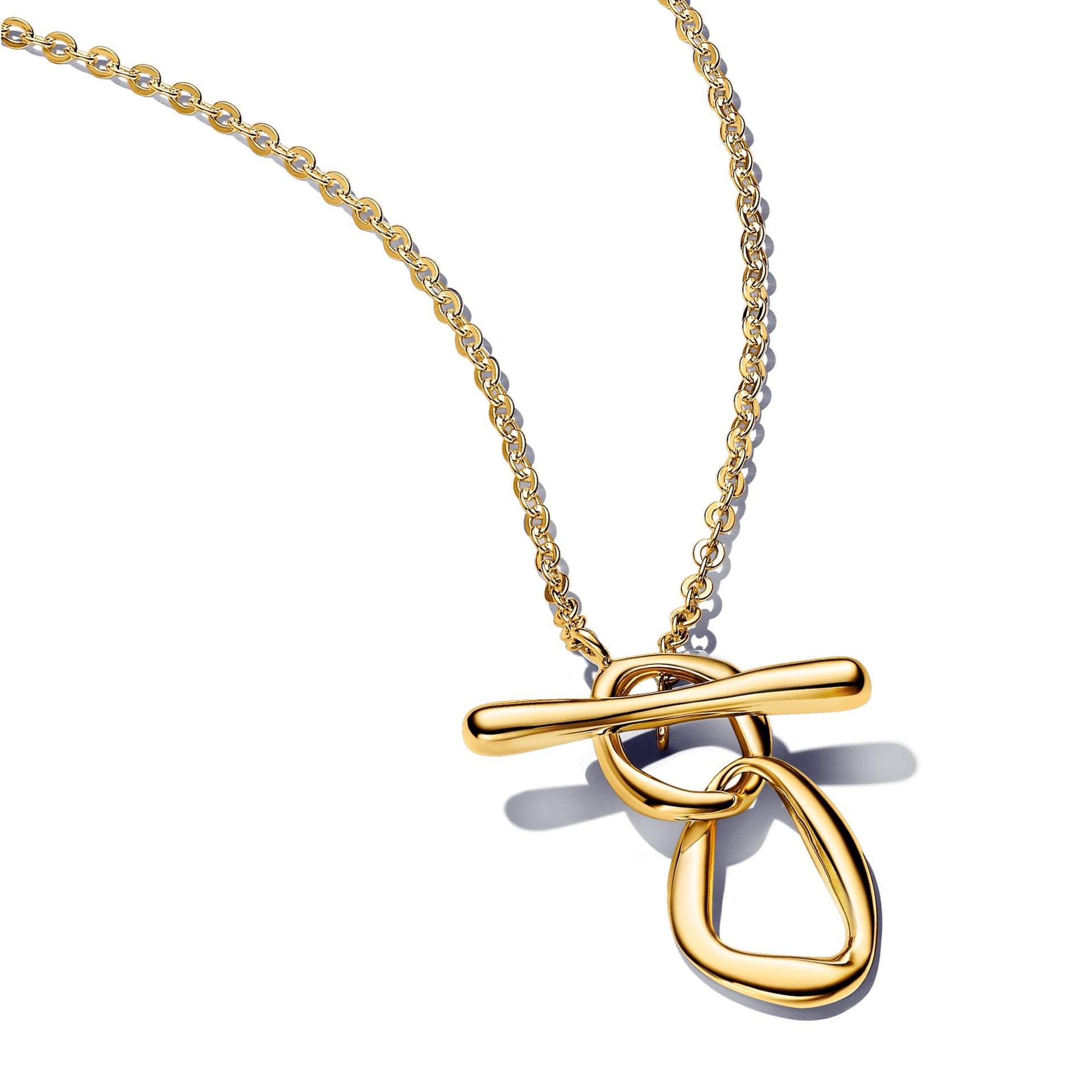 Organic-Shaped Circles T-Bar Necklace (14k Gold-Plated)
