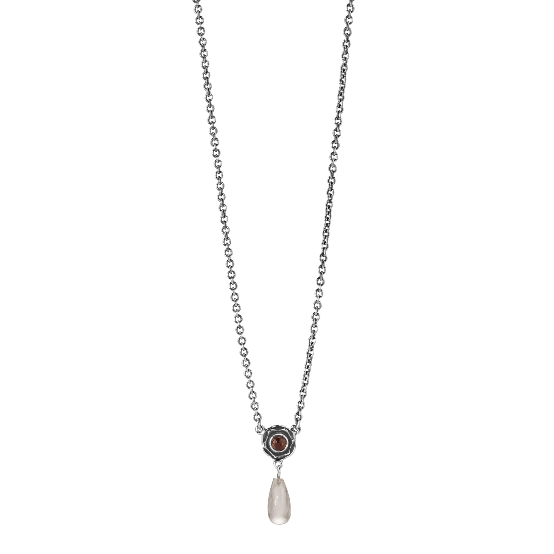 Silver Chain with Quartz and Garnet