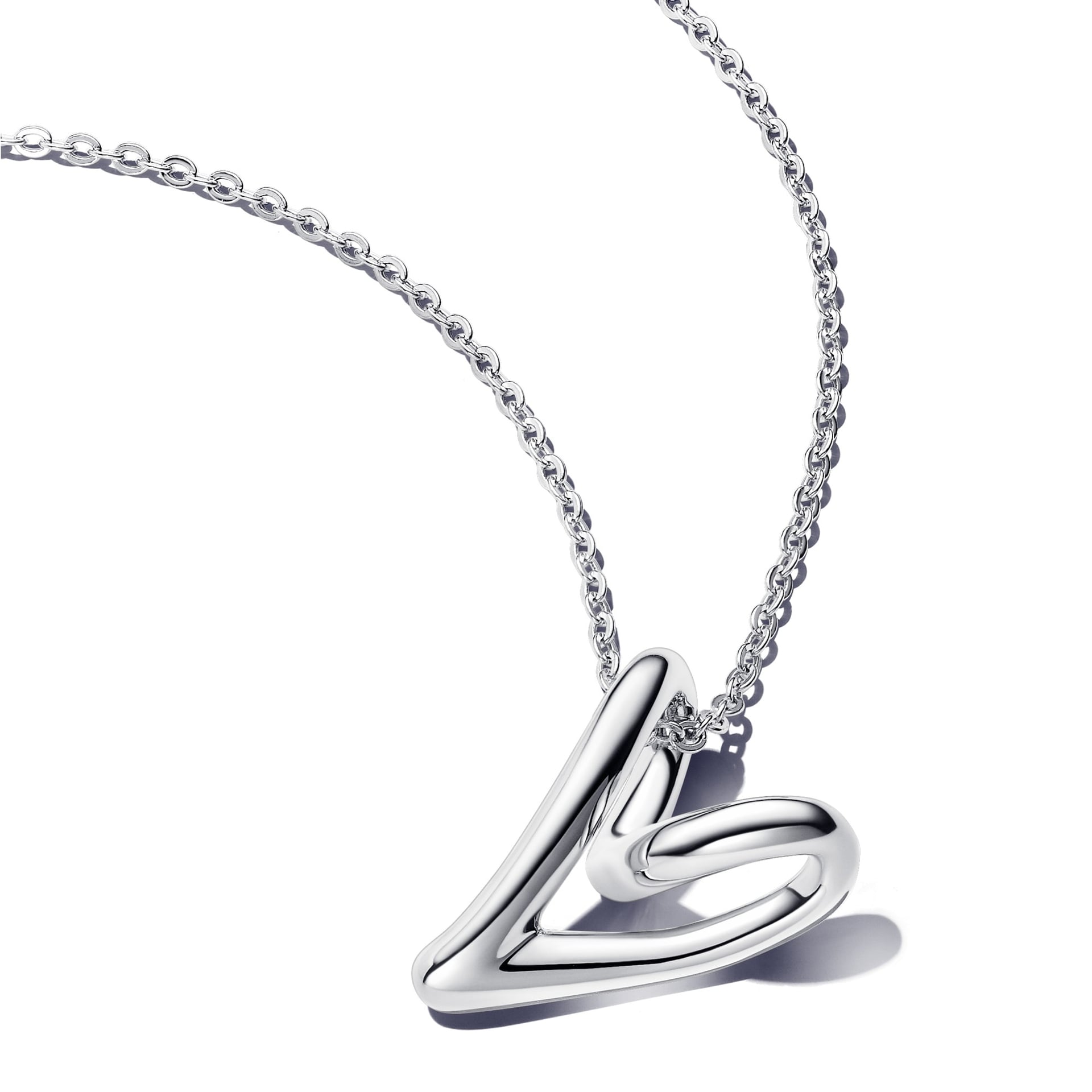 Organic-Shaped Heart Pendant Necklace (Sterling Silver)