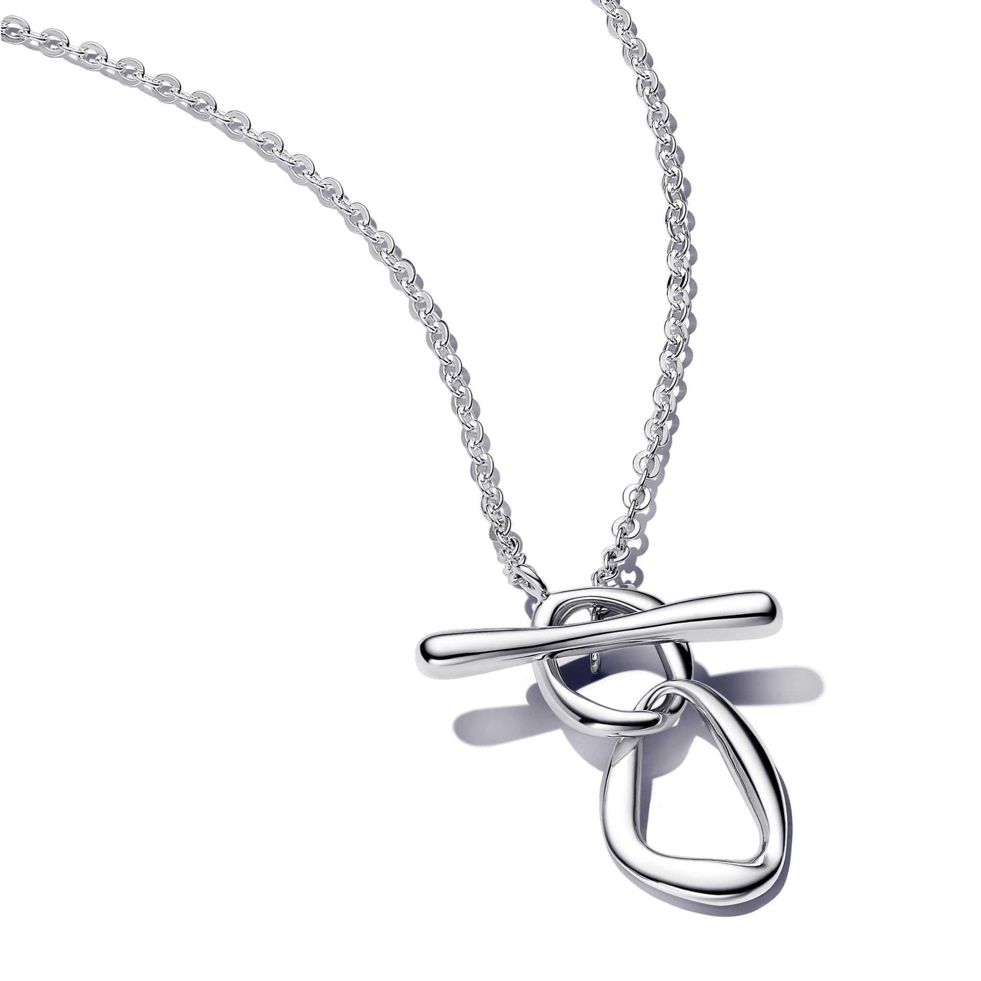 Organic-Shaped Circles T-Bar Necklace (Sterling Silver)