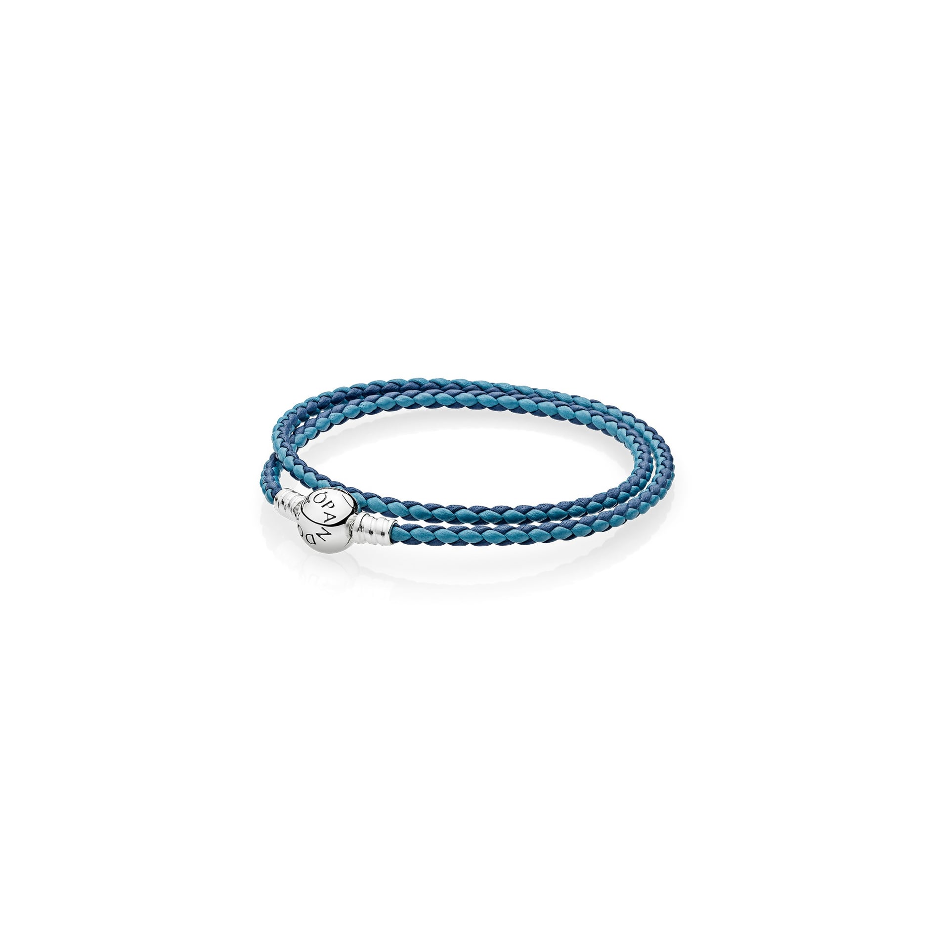 Woven Mixed Blue Leather Bracelet