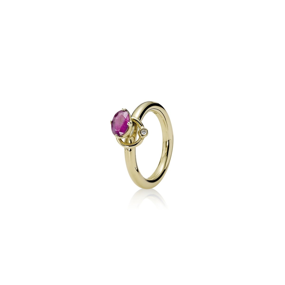 Ring 14K Orbit Rhodolite