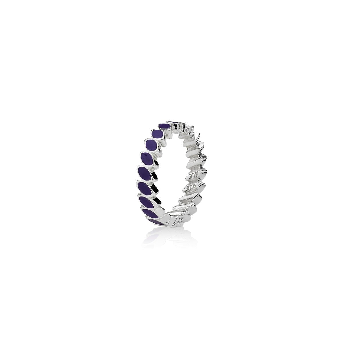 Leaf Band Ring, Purple Enamel