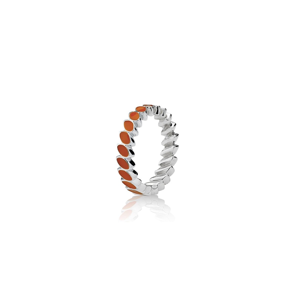 Leaf Band Ring, Orange Enamel