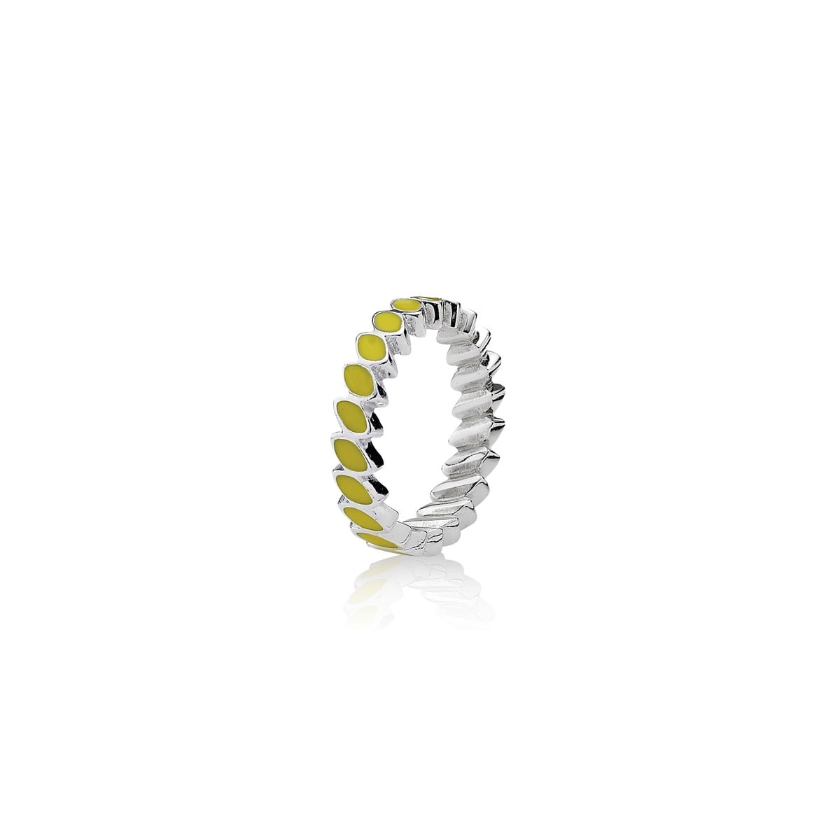 Leaf Band Ring, Yellow Enamel