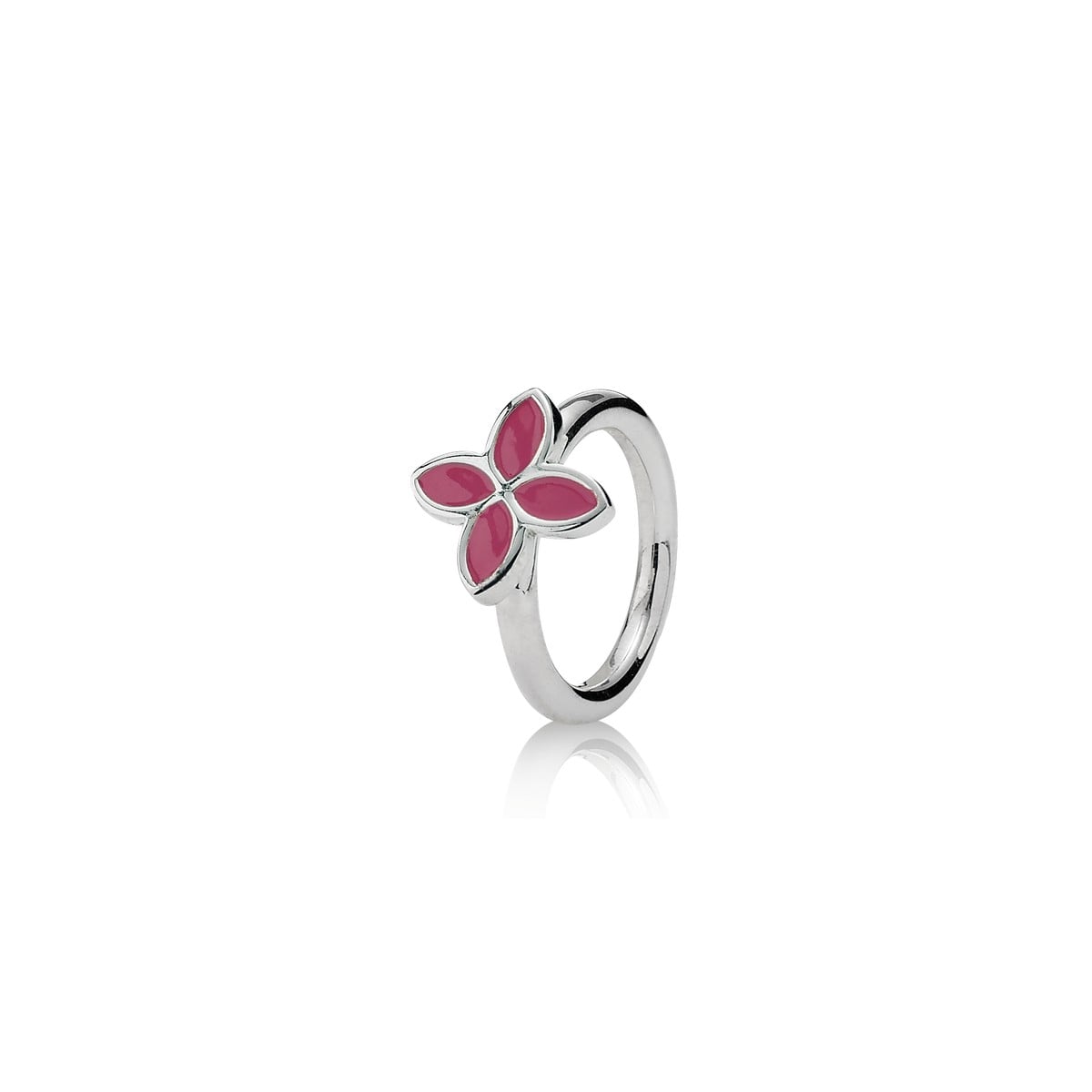 4 Petal Power Ring, Pink Enamel