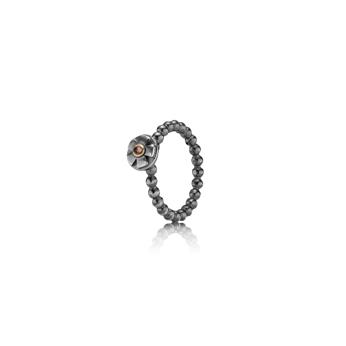 Oxidised Ring, 14ct, Rhodolite