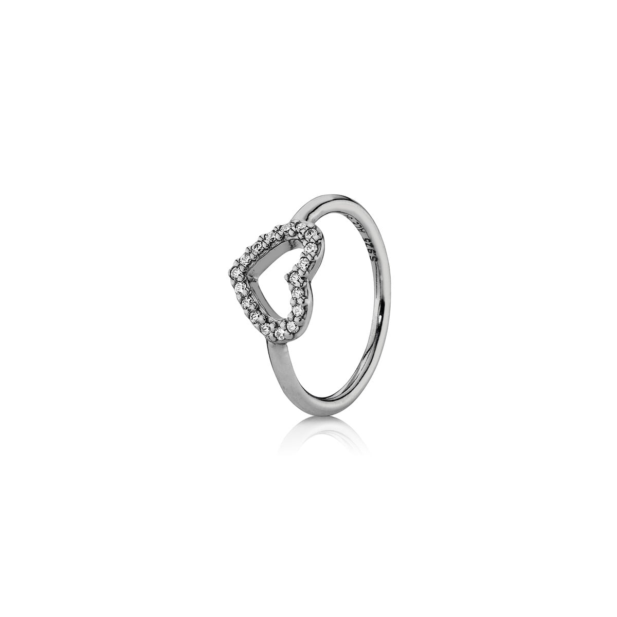 Black Rhodium Open Heart Ring with Cubic Zirconia