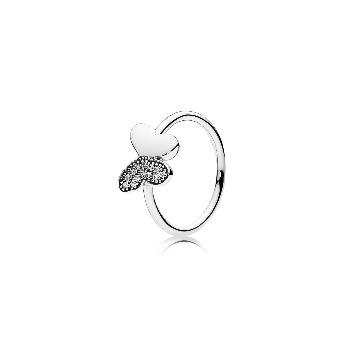 Butterfly Sterling Silver Ring with Clear Cubic Zirconia