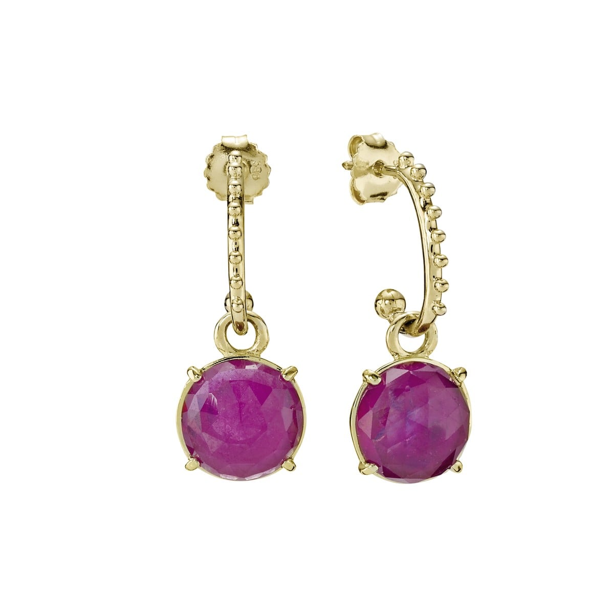 14k Gold and Pink Sapphire Earrings