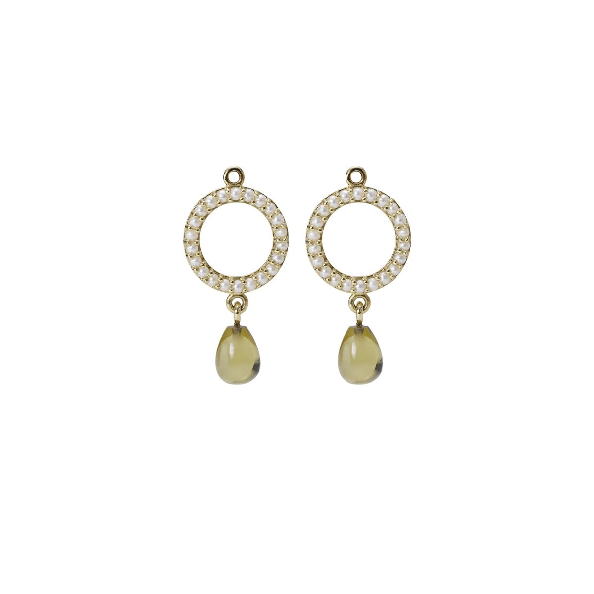 14ct Gold Earring Pendant with Pearls and Quartz