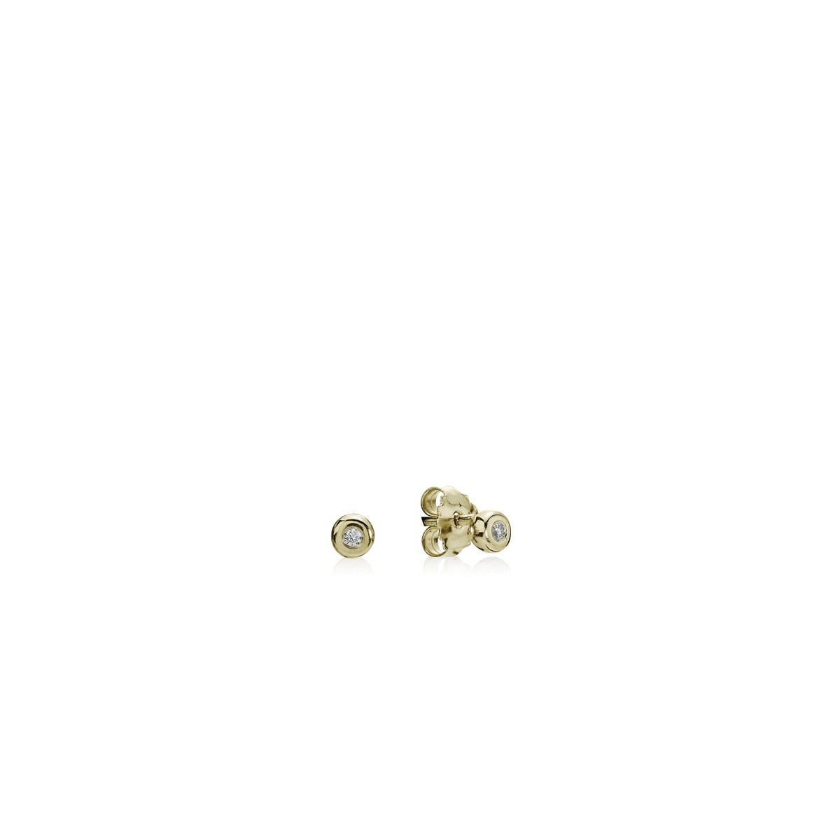 14K Gold Earrings with Diamond, 0.04 ct