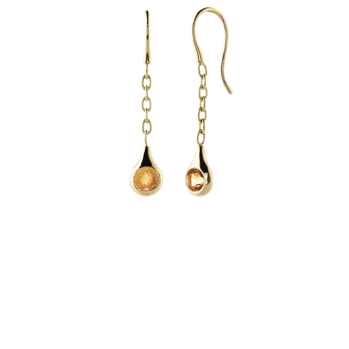 18K Gold Earrings with Citrine