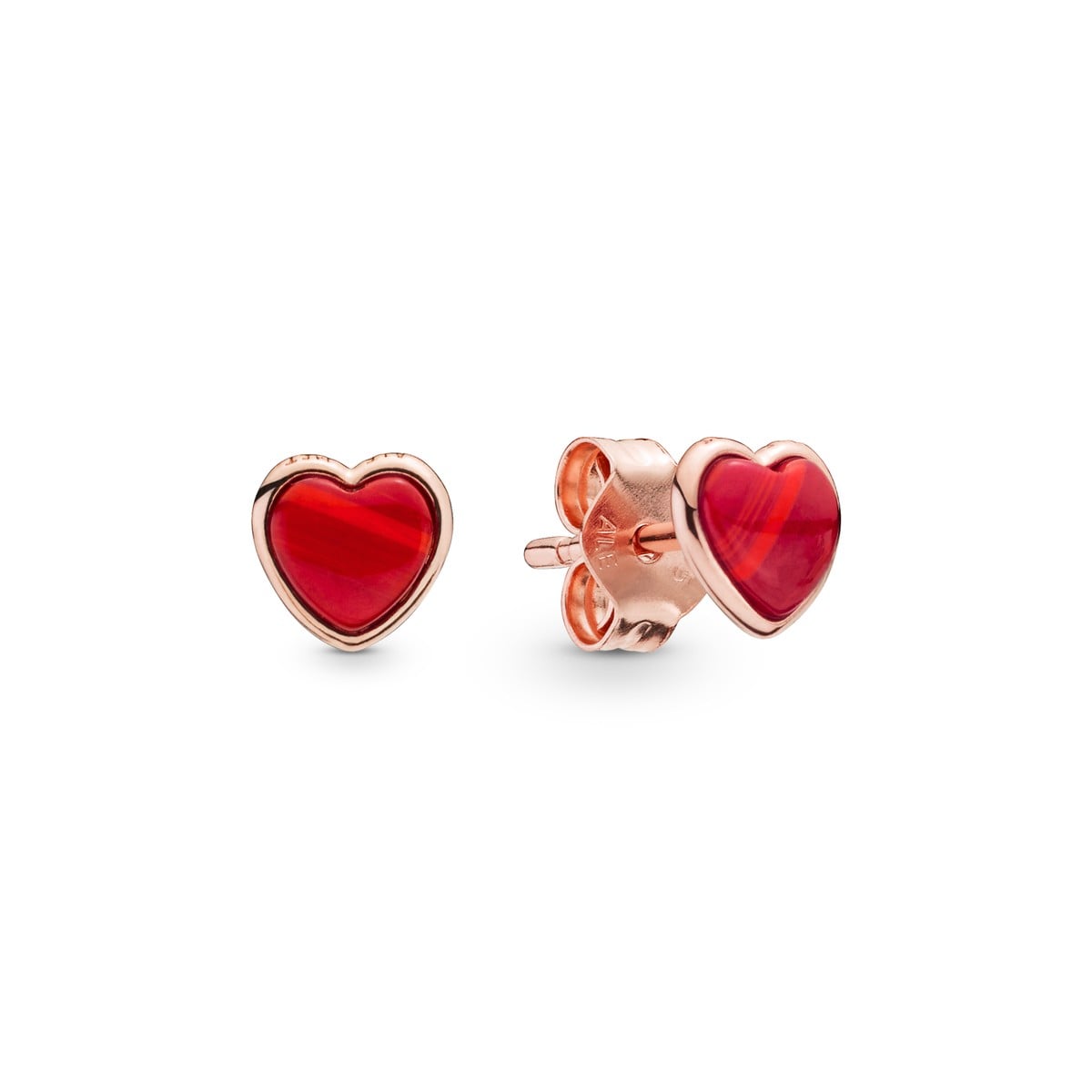 Red Murano Glass Heart Stud Earrings