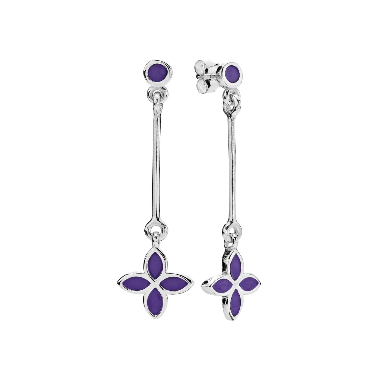 Sterling Silver and Purple Enamel Earrings