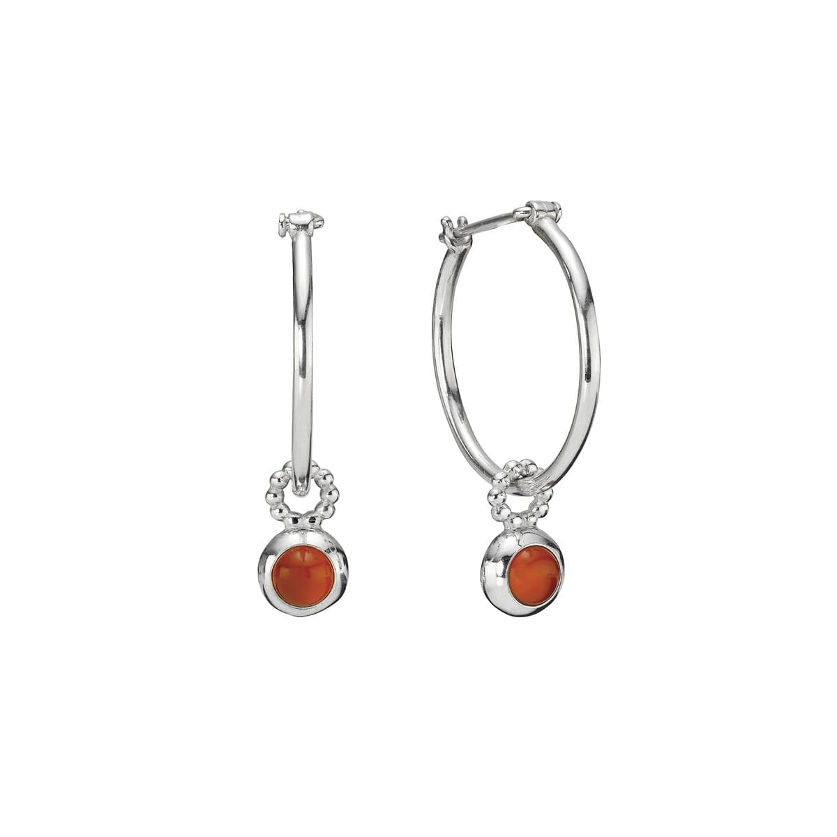 Pandora Sterling Silver Hoop Earrings with Carnelian 290158K 290158 — Foto 1 von 1