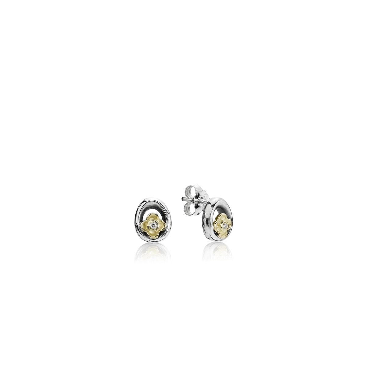 Sterling silver w/ 14k gold, diamond 0,02 ct w/vs