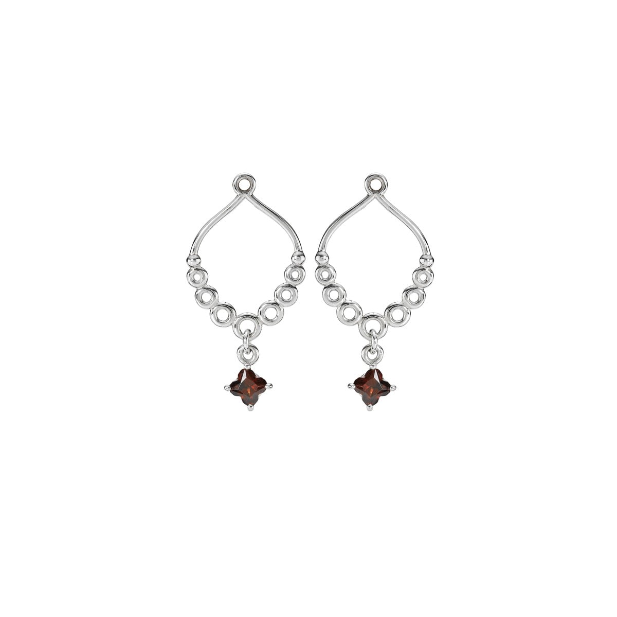 Sterling Silver Earring Pendant with Garnet