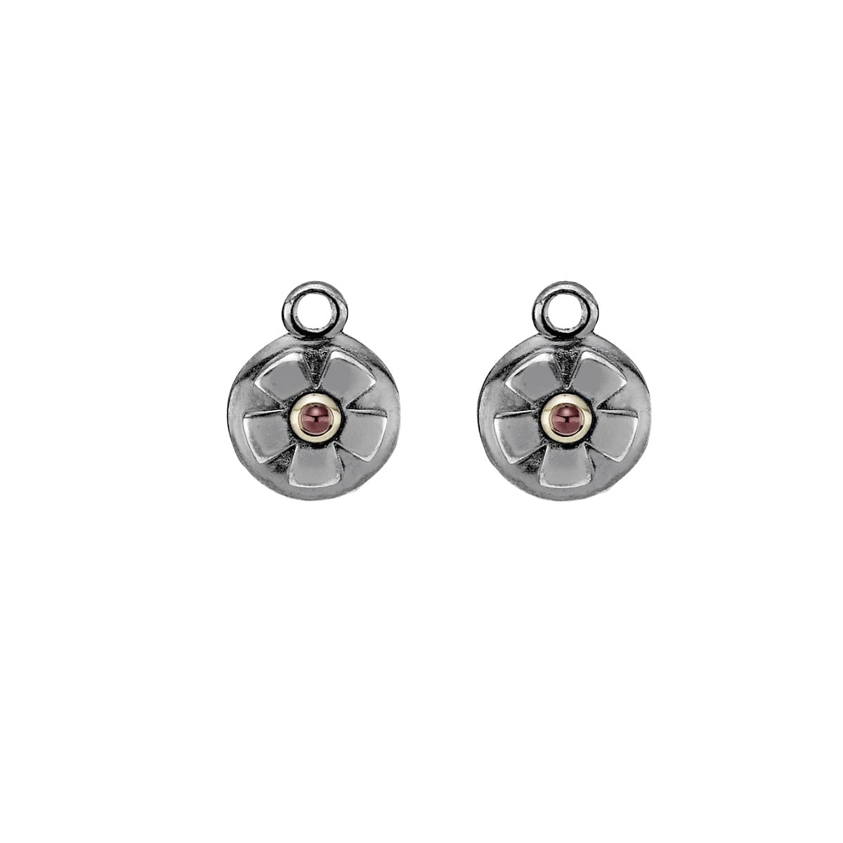 Oxidized Sterling Silver and Rhodolite Earrings