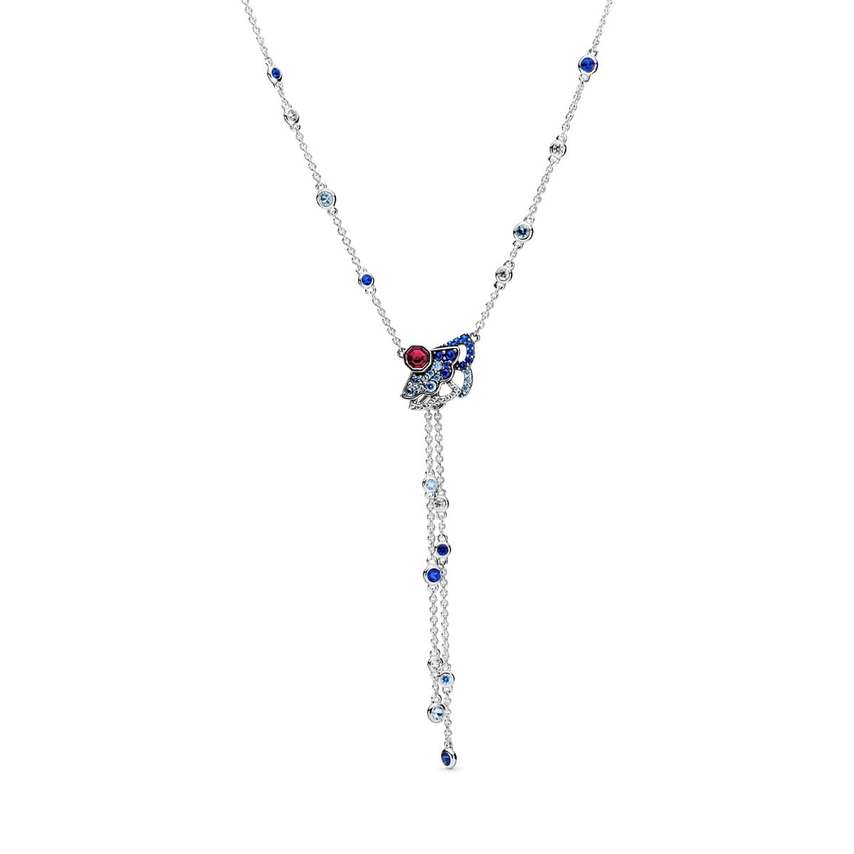 Blue & Pink Fan Y Necklace