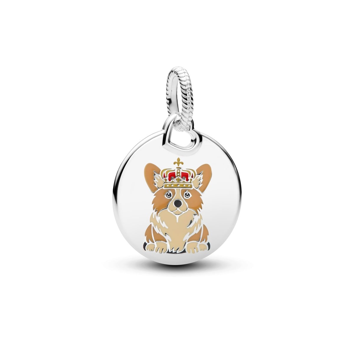 Crowned Corgi Engravable Pendant Charm
