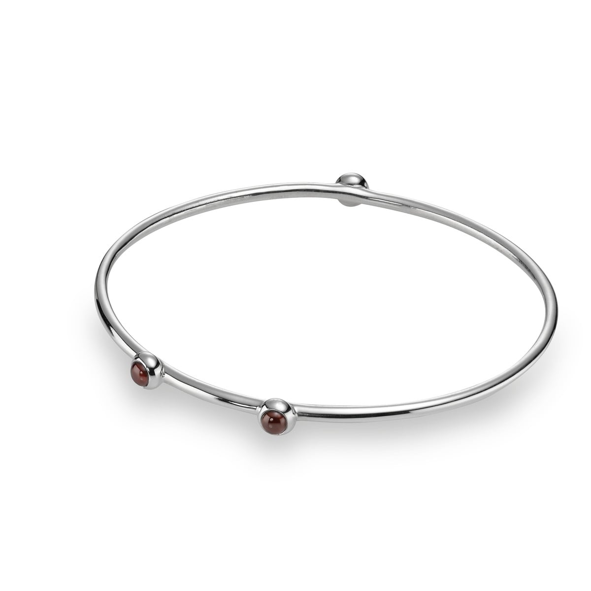 Cabochon Bangle 3-Stone w/Garnet