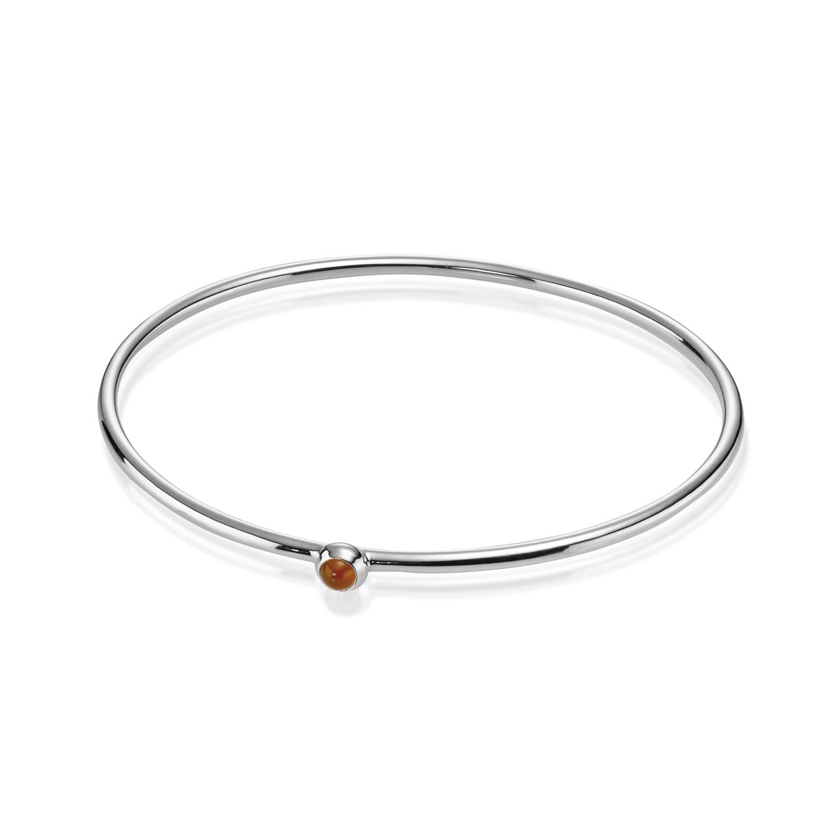 Silver Bangle, Cabochon Carnelian