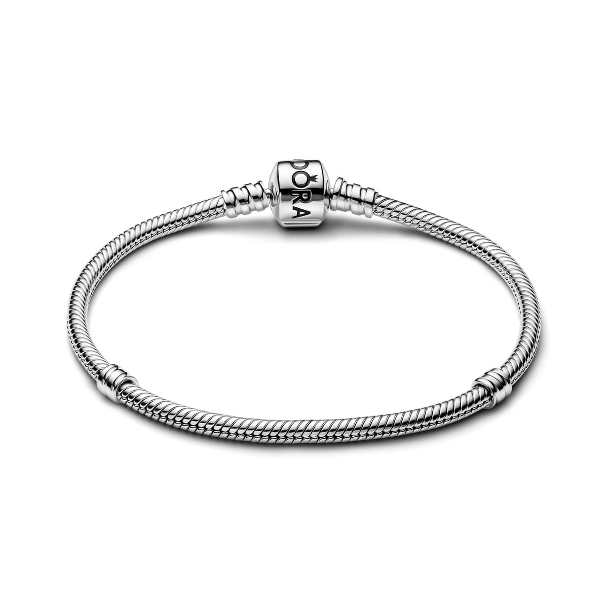 Pandora Moments Barrel Clasp Snake Chain Bracelet, Platinum Plated