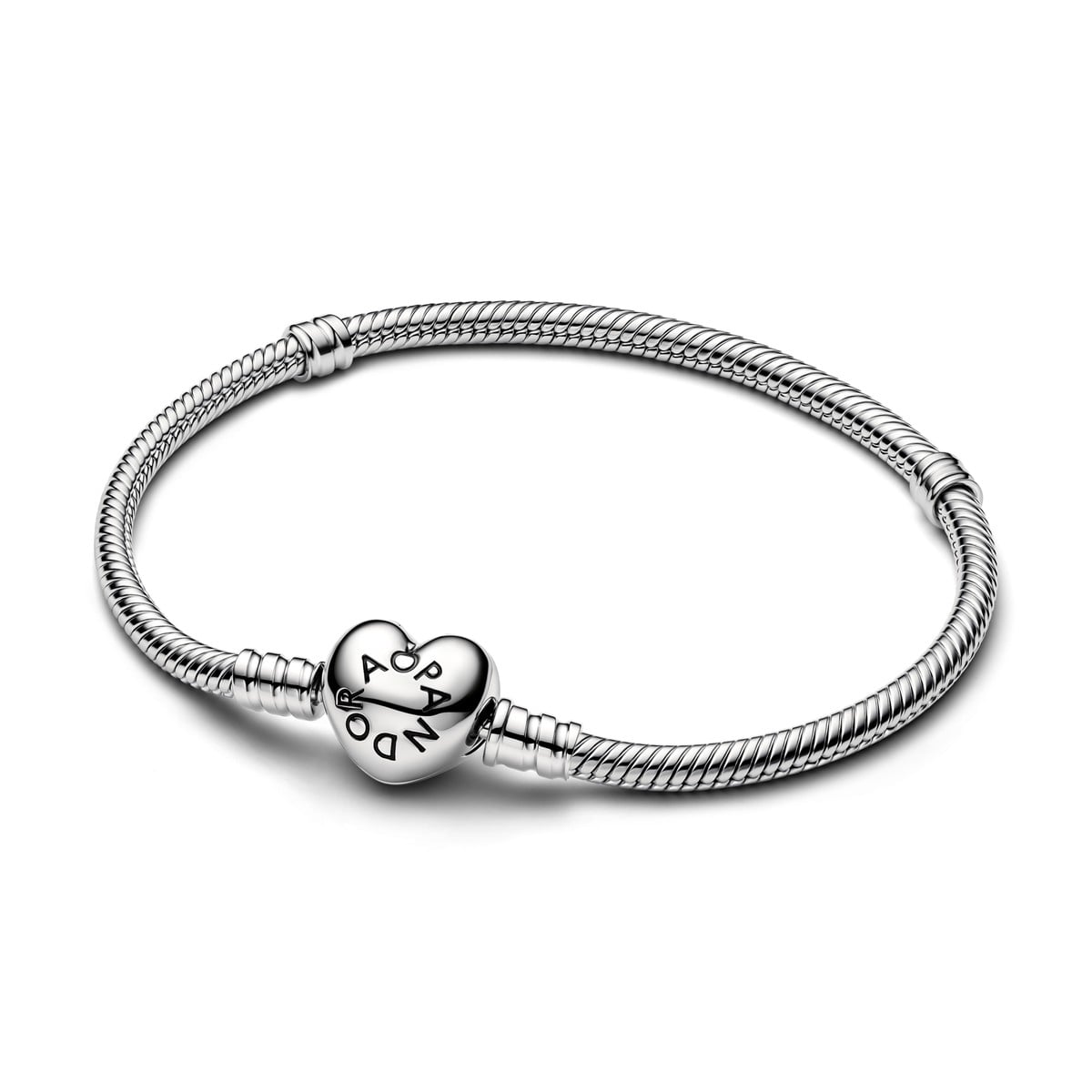 Pandora Moments Platinum-plated Heart Clasp Snake Chain Bracelet
