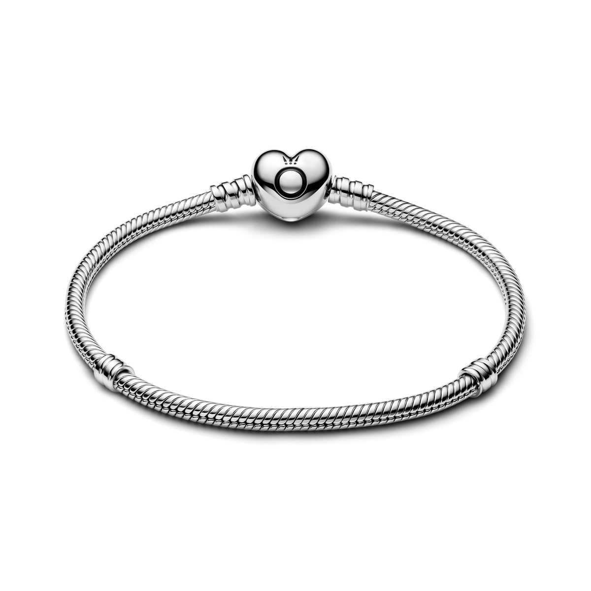 Pandora Moments Heart Clasp Snake Chain Bracelet, Platinum Plated