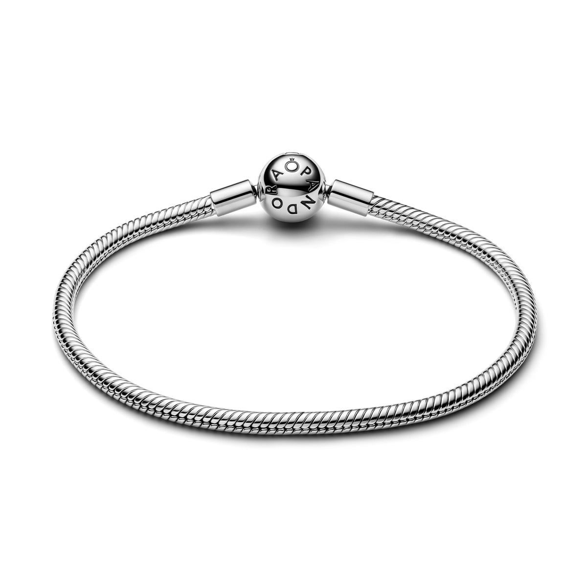 Pandora Moments Ball Clasp Snake Chain Bracelet, Platinum Plated