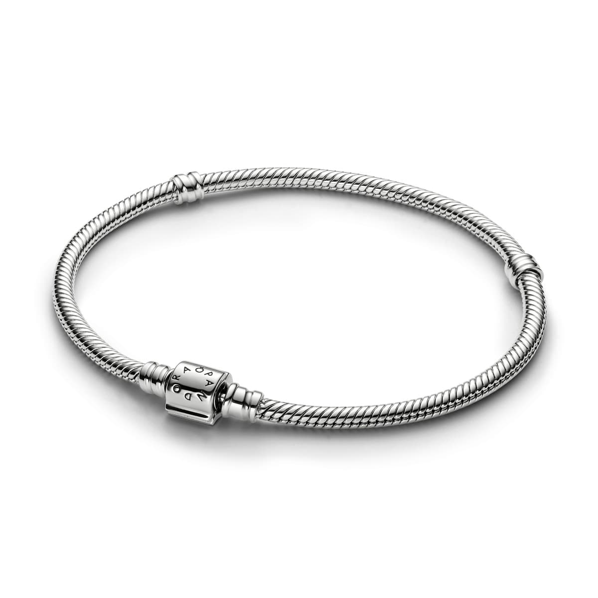 Pandora Moments Mini Barrel Clasp Snake Chain Bracelet, Platinum Plated 514596C00 514596 — photo 1 of 2
