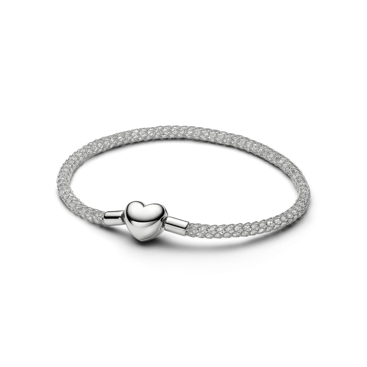 Pandora Heart Clasp Sparkling Mesh Bracelet, Platinum Plated 534971C01 534971 — Foto 1 von 2