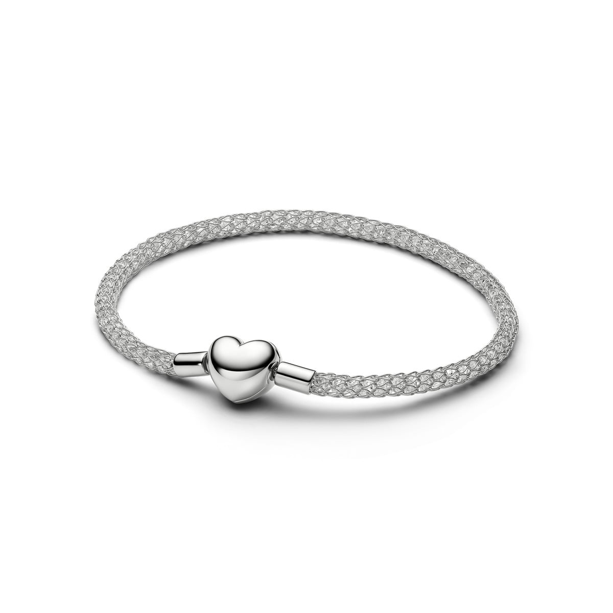 Sparkling Mesh Chain Bracelet with Heart Clasp