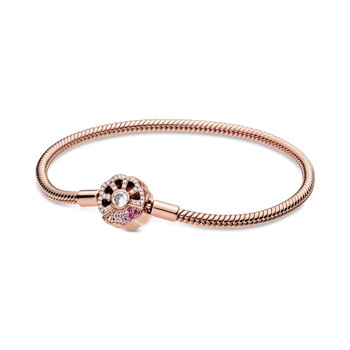 Moments Pink Fan Clasp Snake Chain Bracelet