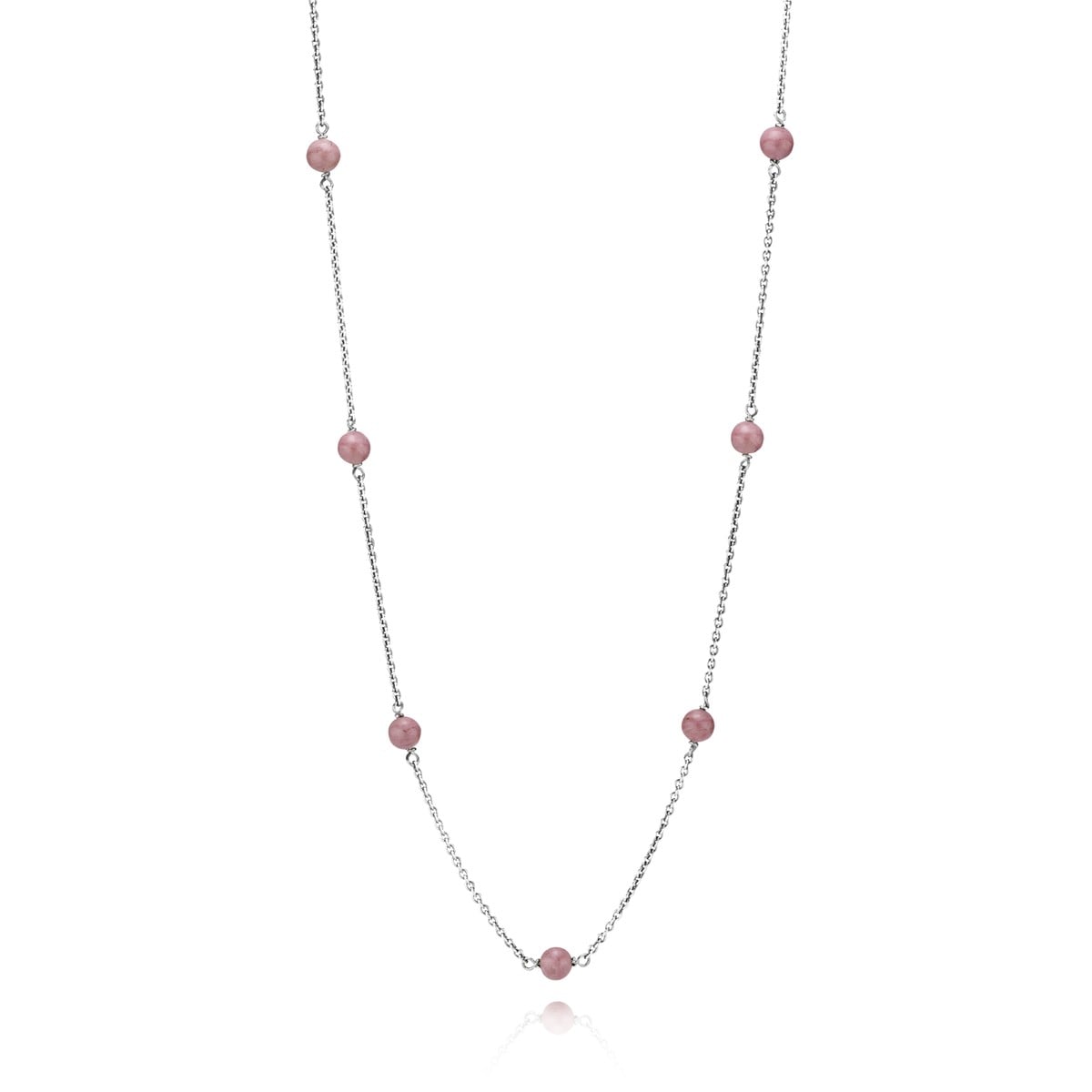 Sterling Silver Necklace with Rhodonite
