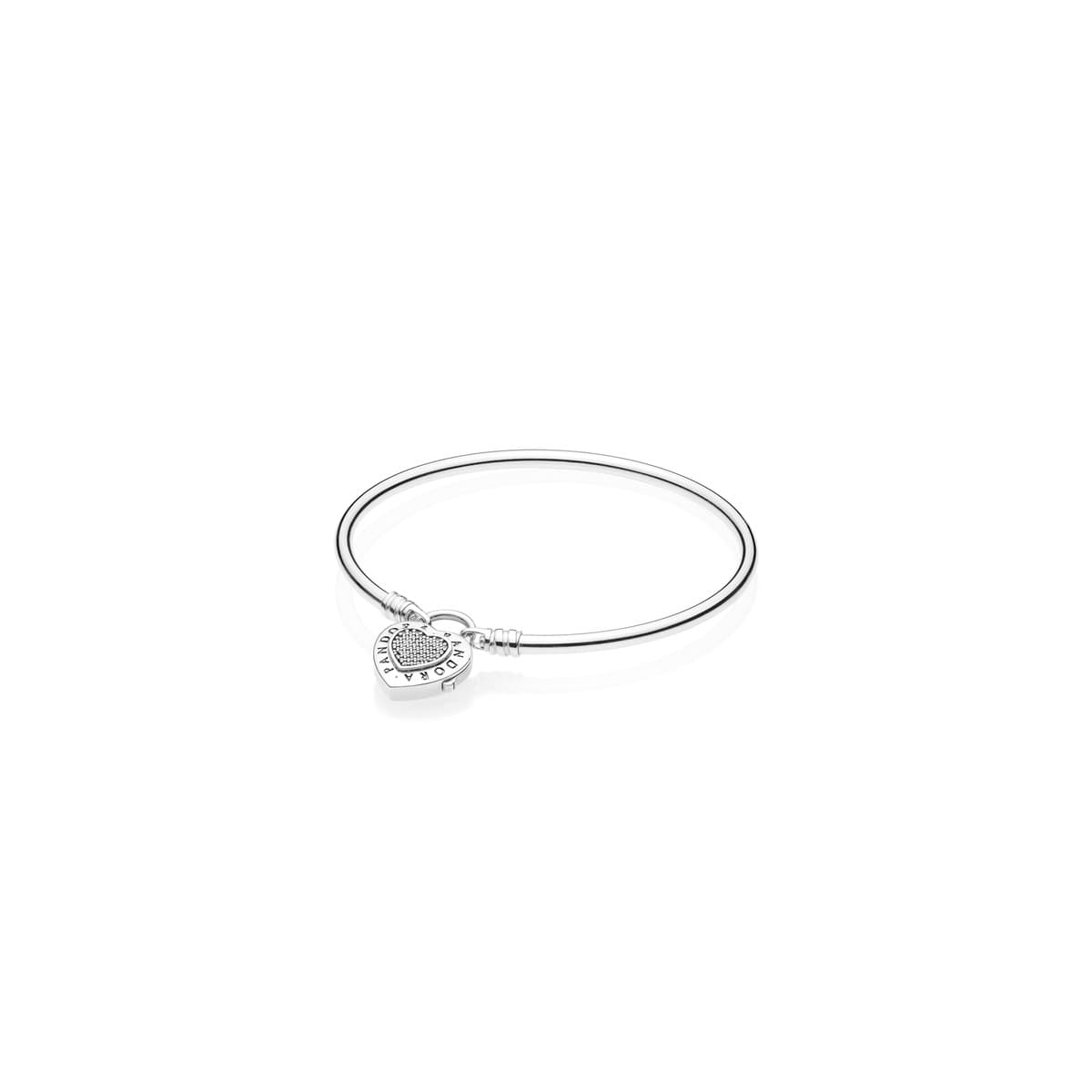 Pandora Bangle and Pandora Logo Heart Padlock Clasp 597700CZ 597700 — Foto 1 von 1