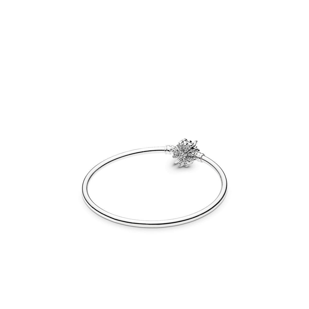 Silver Bangle with Firework Clasp with Clear Cubic Zirconia
