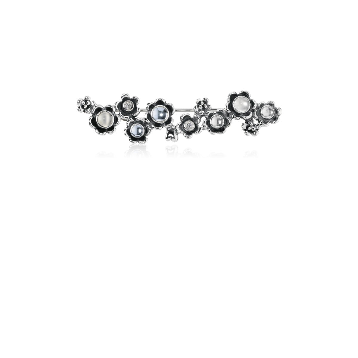 Sterling Silver Brooch with Mixed Stones