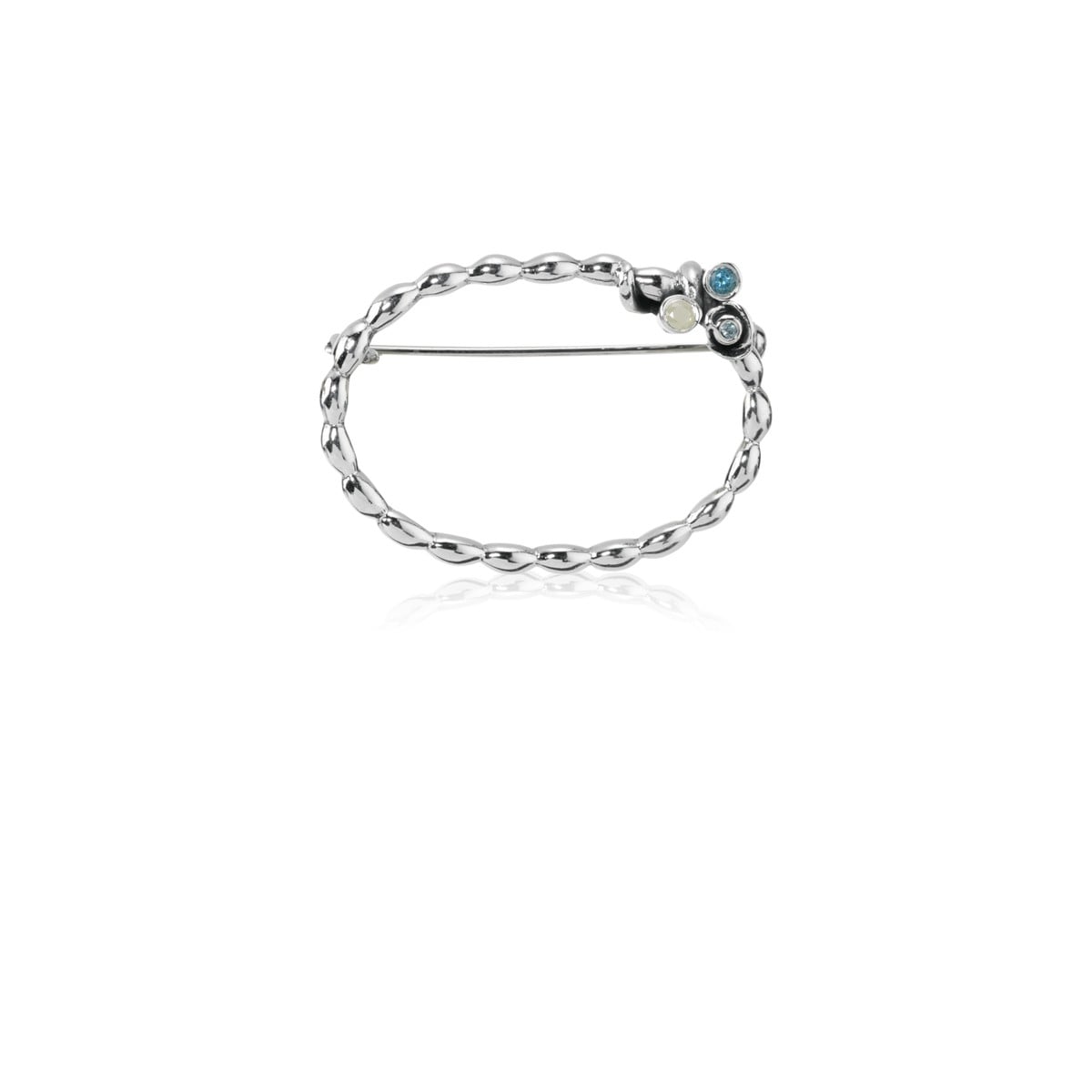 Sterling Silver Brooch with Topaz and Cubic Zirconia