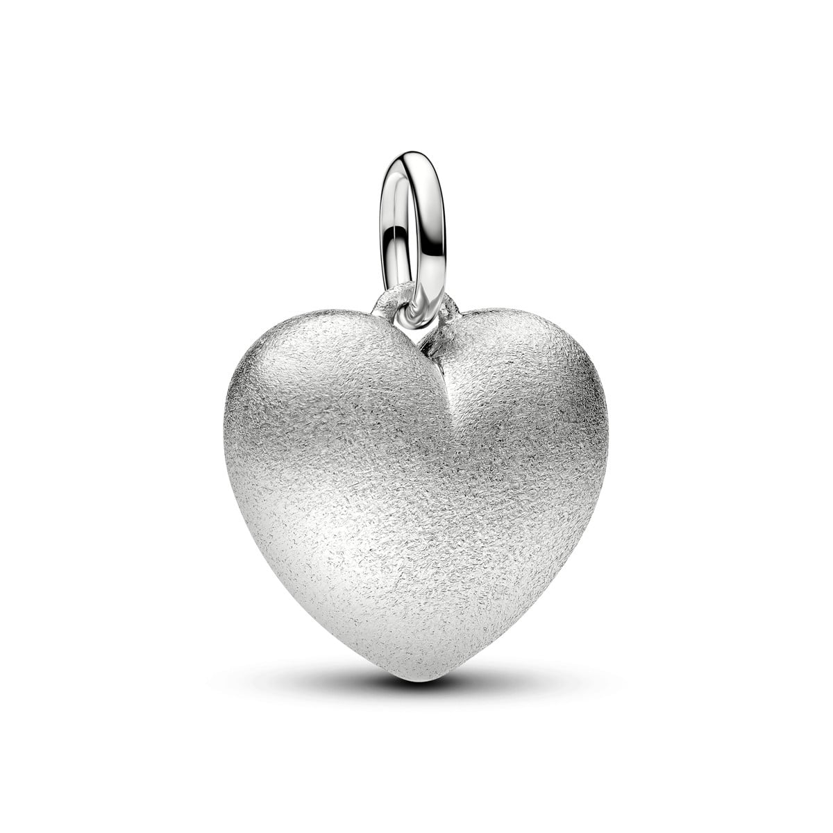 Matte Puffy Heart Dangle Charm, Platinum Plated