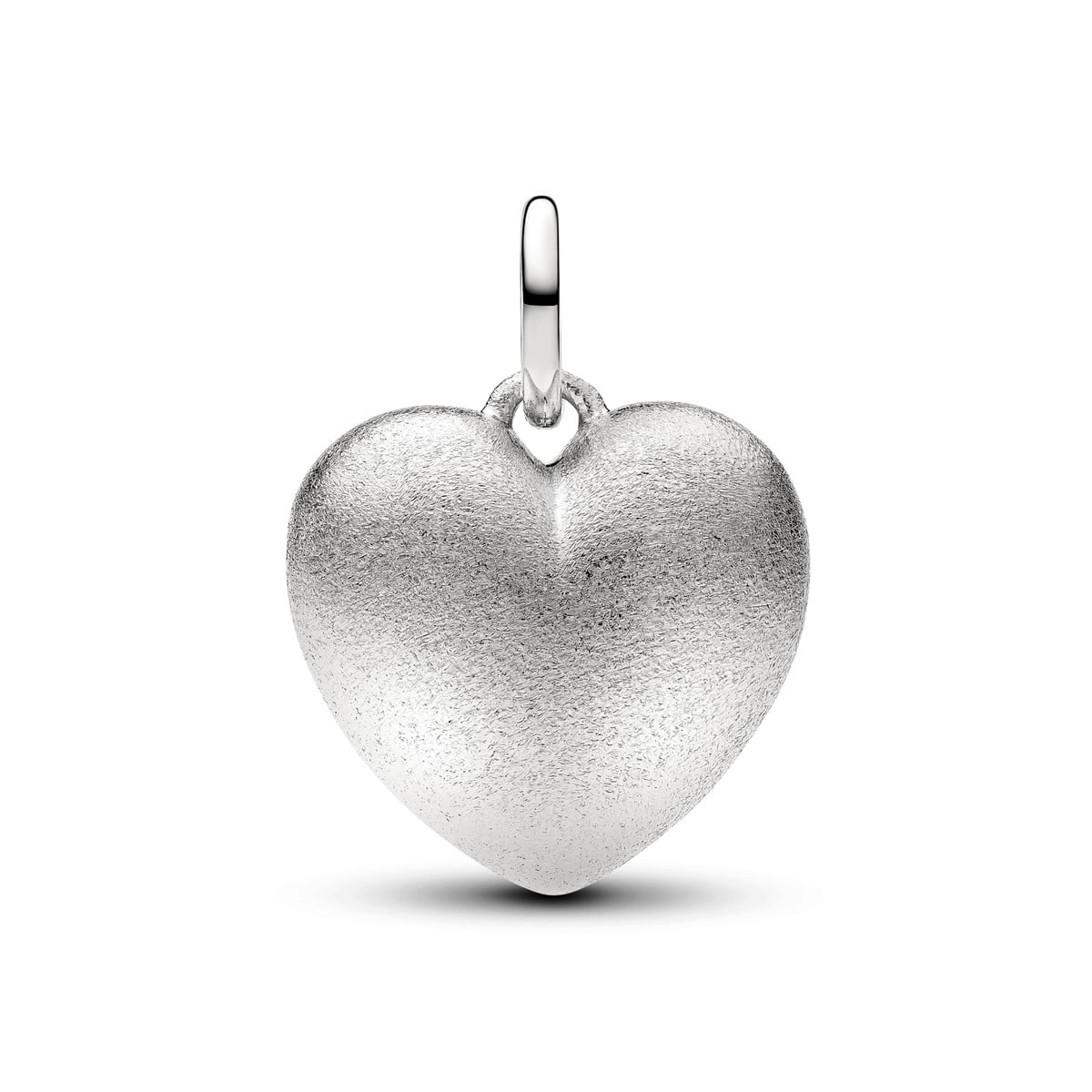 Matte Puffy Heart Dangle Charm, Platinum Plated