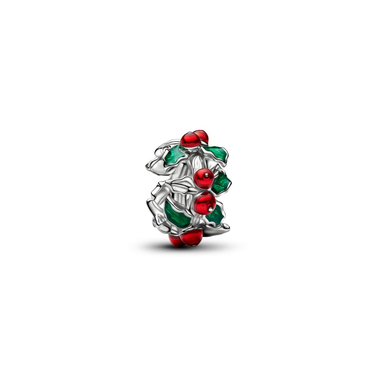 Christmas Holly Charm, Platinum Plated