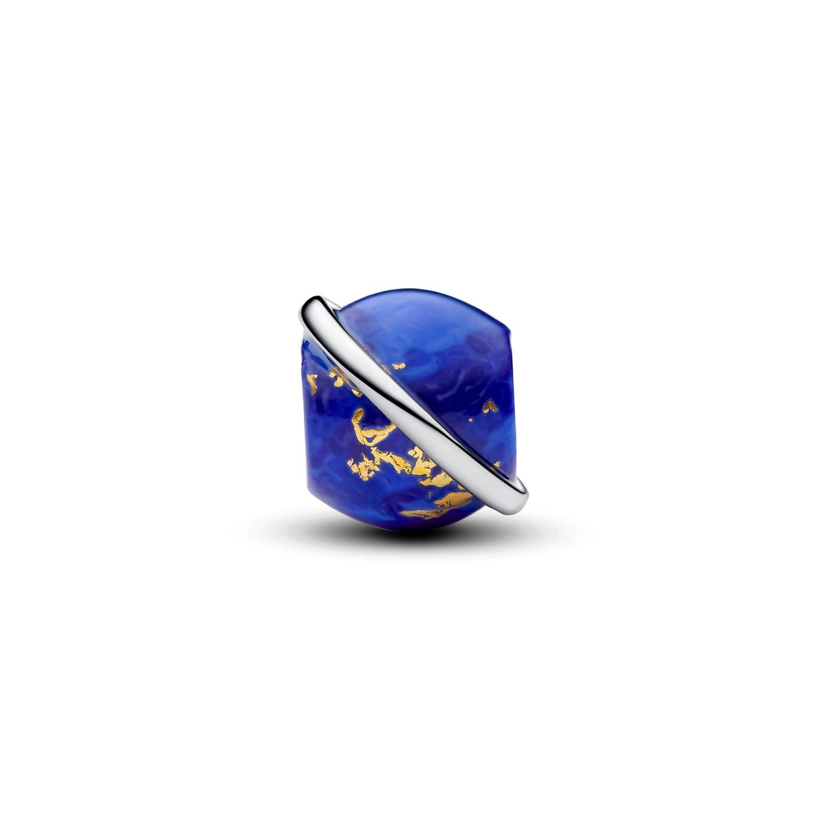 Celestial Blue Planet Charm, Platinum Plated