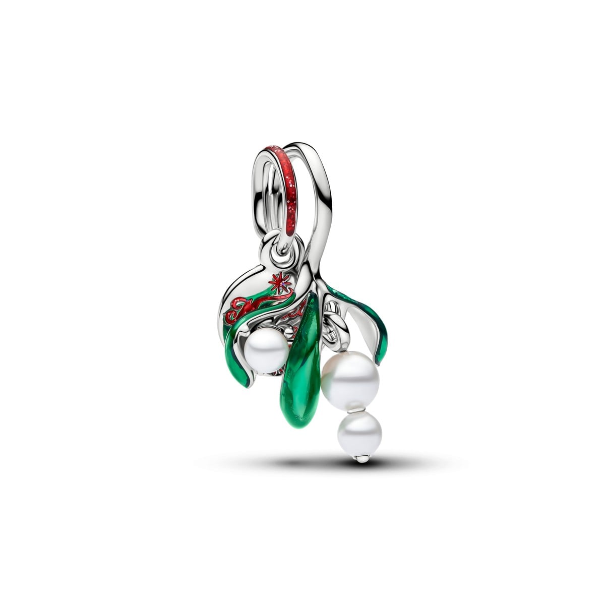 Mistletoe Dangle Charm, Platinum Plated