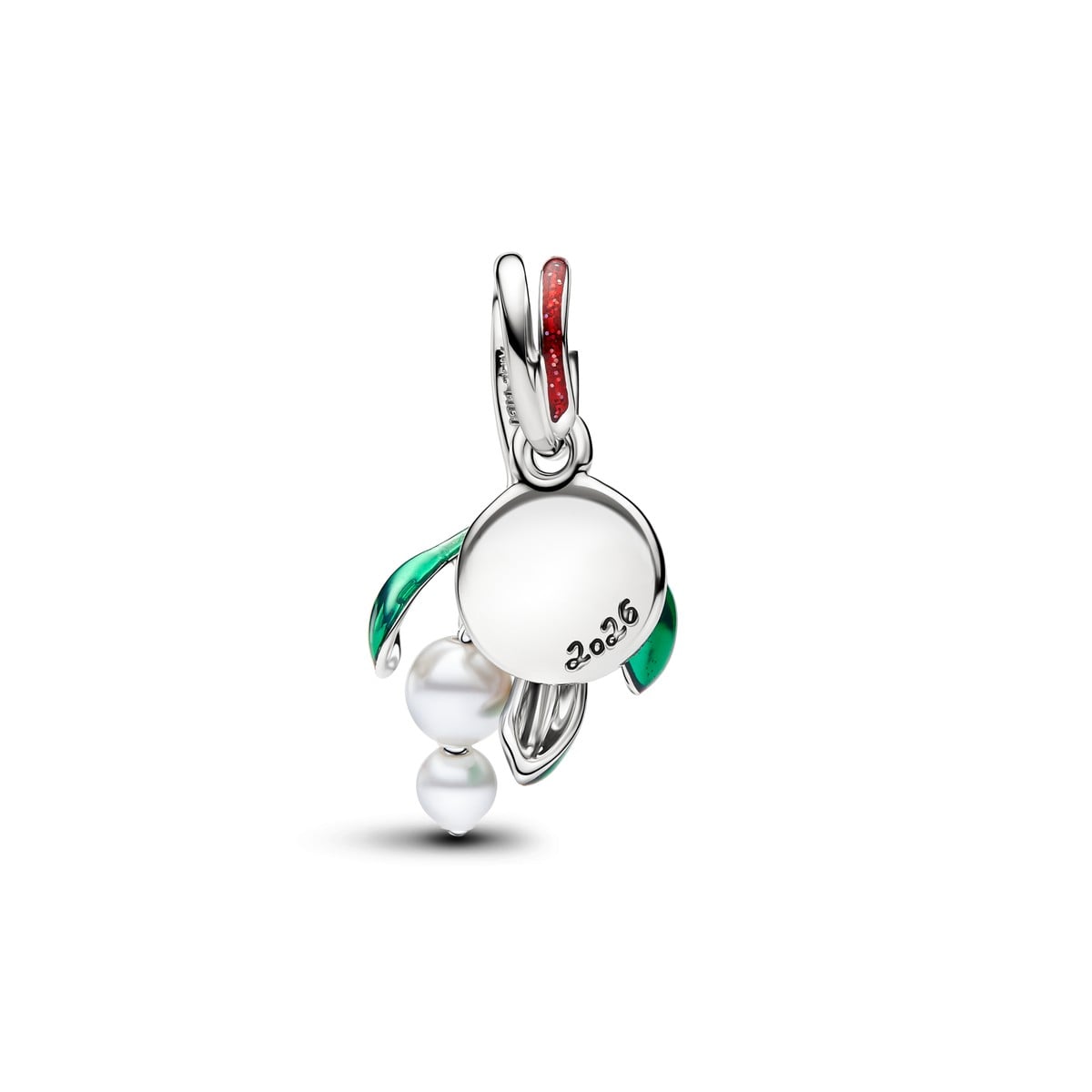 Mistletoe Dangle Charm, Platinum Plated