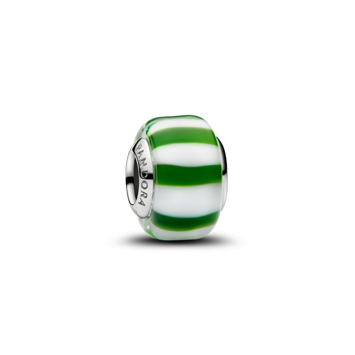 Green Peppermint Murano Glass Charm, Platinum Plated
