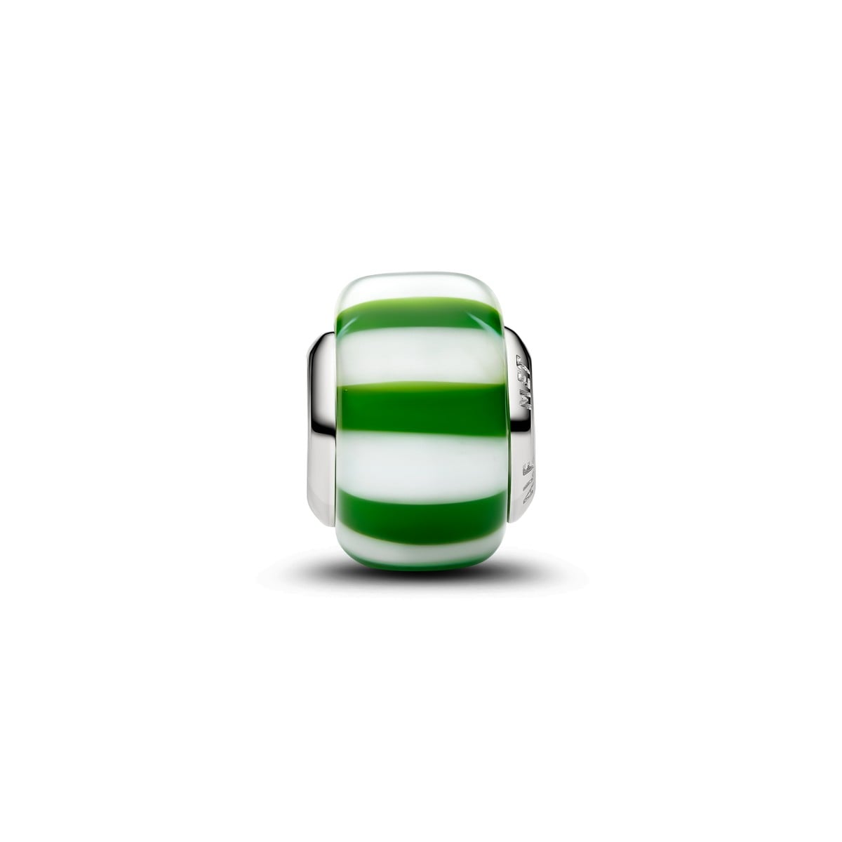 Green Peppermint Murano Glass Charm, Platinum Plated