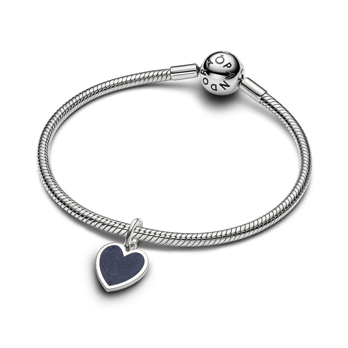 Engravable Blue Heart Dangle Charm, Platinum Plated