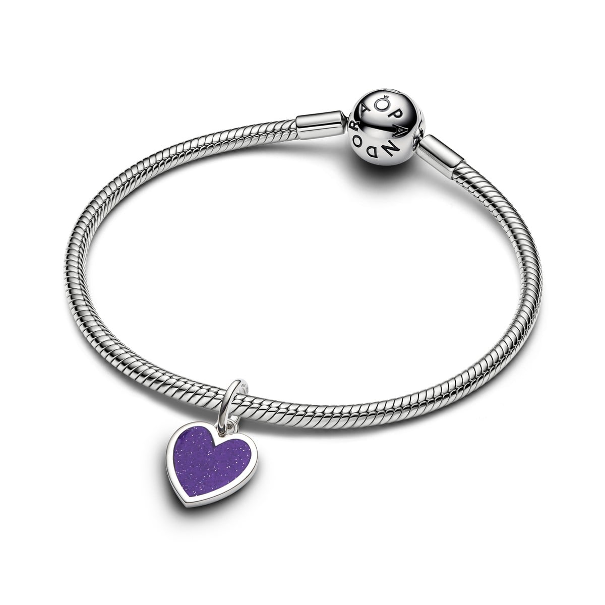 Engravable Purple Heart Dangle Charm, Platinum Plated